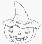 coloriage citrouille d halloween avec chapeau de sorciere